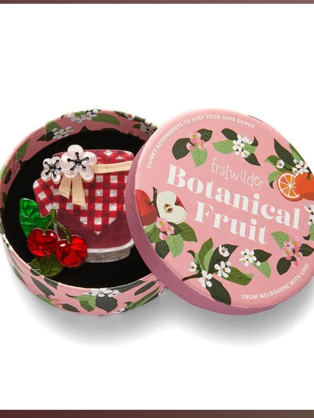 Erstwilder Botanical Fruit Cherry Brooch Set - Black Cherry Bounce Brooch